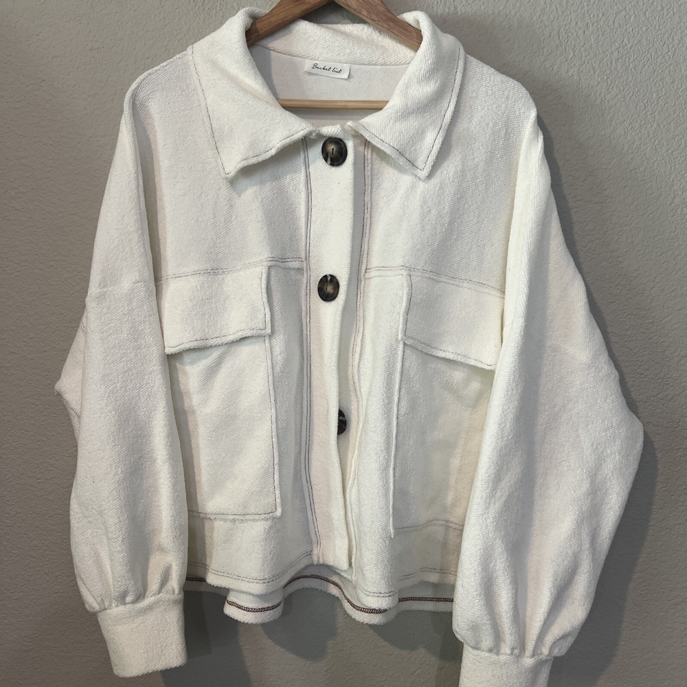 Bucket List CREAMY WHITE Terri Cloth Oversized Jacket Classic MEDIUM